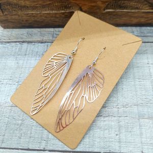 Large Dragonfly Wings Earrings Rose Gold Brass Filigree